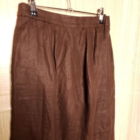 Bloomingdales Womens Petite Brown Linen Capri Pants 2P - Picture 4 of 6